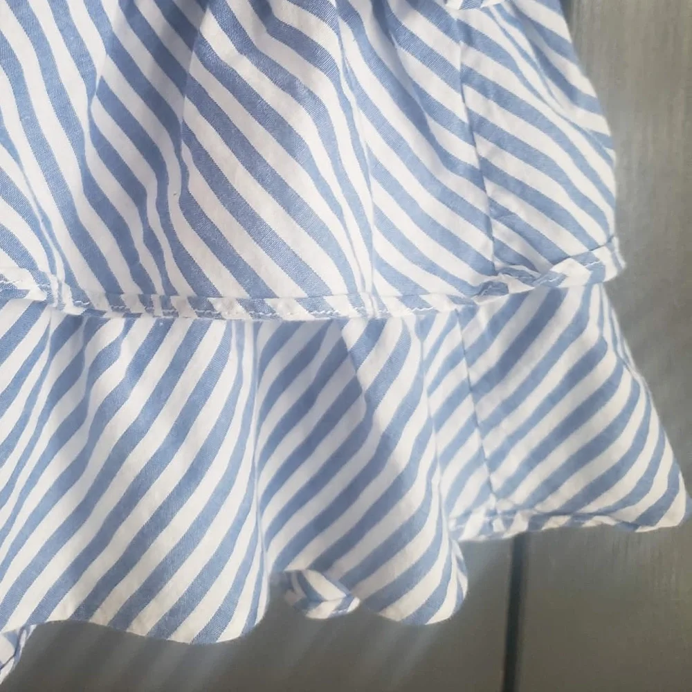 EUC. Girls M (8-10) Polo Ralph Lauren Pale Blue White Stripe Tiered Ruffle Skirt - Picture 4 of 9
